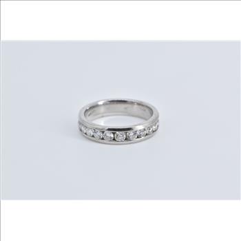 14K 1.00 Ctw Natural Diamond Wedding Band White Gold Ring, Size 7