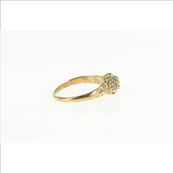 14K 1.00 Ctw Old Mine Cut Diamond Halo Engagement Yellow Gold Ring, Size 6.5