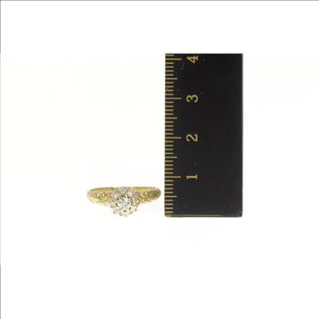 14K 1.00 Ctw Old Mine Cut Diamond Halo Engagement Yellow Gold Ring, Size 6.5