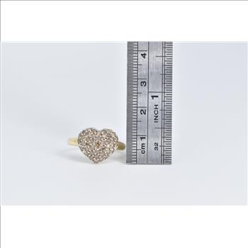 14K 1.00 Ctw Pave Fancy Brown Diamond Heart Love Yellow Gold Ring, Size 8.25