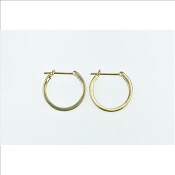 14K 1.00 Ctw Princess Diamond 22.1mm Vintage Hoop Yellow Gold Earrings