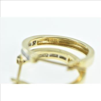 14K 1.00 Ctw Princess Diamond 22.1mm Vintage Hoop Yellow Gold Earrings