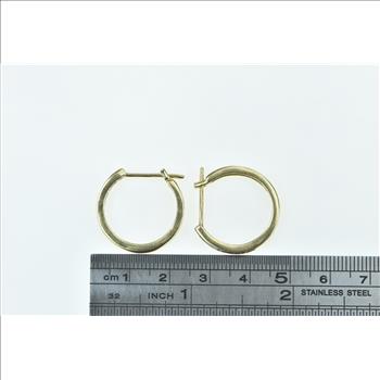 14K 1.00 Ctw Princess Diamond 22.1mm Vintage Hoop Yellow Gold Earrings