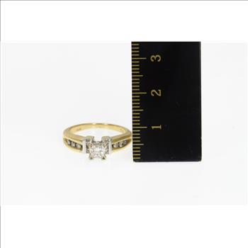 14K 1.00 Ctw Princess Diamond Engagement Yellow Gold Ring, Size 6