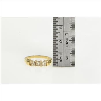 14K 1.00 Ctw Princess Diamond Engagement Yellow Gold Ring, Size 7.25