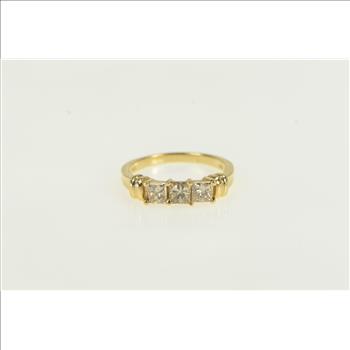 14K 1.00 Ctw Princess Diamond Engagement Yellow Gold Ring, Size 7.25
