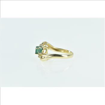 14K 1.01 Ctw Oval Emerald Diamond Statement Yellow Gold Ring, Size 6.75