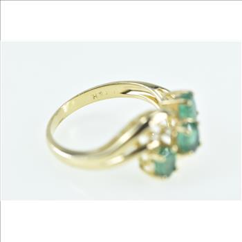 14K 1.01 Ctw Oval Emerald Diamond Statement Yellow Gold Ring, Size 6.75