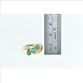 14K 1.01 Ctw Oval Emerald Diamond Statement Yellow Gold Ring, Size 6.75