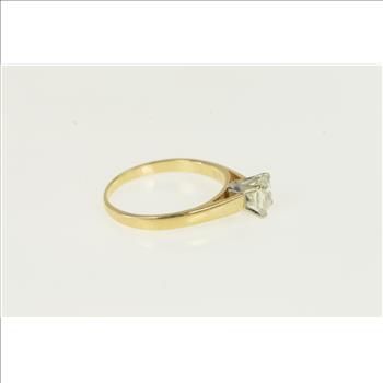 14K 1.03 Ct Princess Diamond Engagement Yellow Gold Ring, Size 10.75