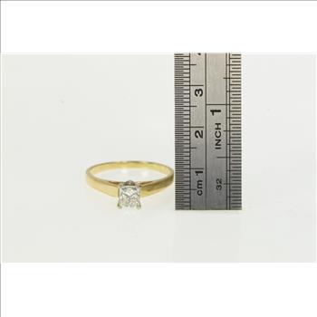14K 1.03 Ct Princess Diamond Engagement Yellow Gold Ring, Size 10.75