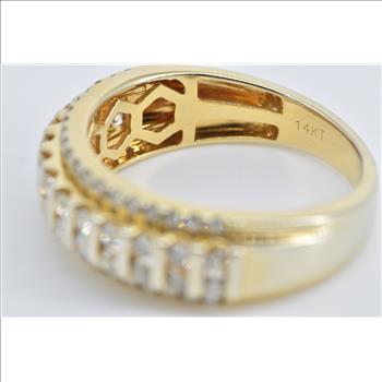 14K 1.04 Ctw Natural Diamond Encrusted Band Yellow Gold Ring, Size 12