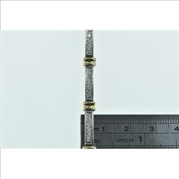 14K 1.05 Ctw Diamond Classic Two Tone Bar White Gold Bracelet 7