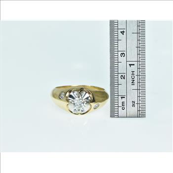 14K 1.05 Ctw Mens Diamond Vintage Wedding Yellow Gold Ring, Size 13