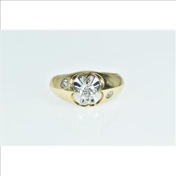 14K 1.05 Ctw Mens Diamond Vintage Wedding Yellow Gold Ring, Size 13