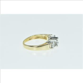 14K 1.08 Ctw Classic Three Diamond Engagement Yellow Gold Ring, Size 4.75