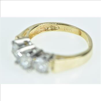14K 1.08 Ctw Classic Three Diamond Engagement Yellow Gold Ring, Size 4.75