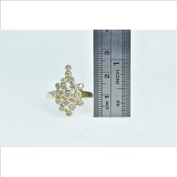 14K 1.08 Ctw Diamond Geometric Circle Cluster Yellow Gold Ring, Size 8