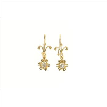 14K 1.10 Ctw 1950's Diamond Gypsy Dangle Yellow Gold Earrings