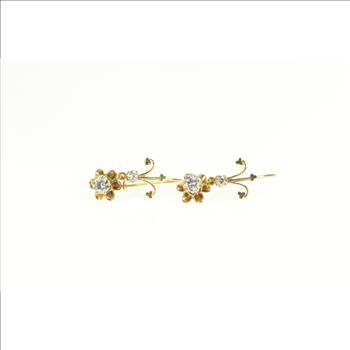 14K 1.10 Ctw 1950's Diamond Gypsy Dangle Yellow Gold Earrings