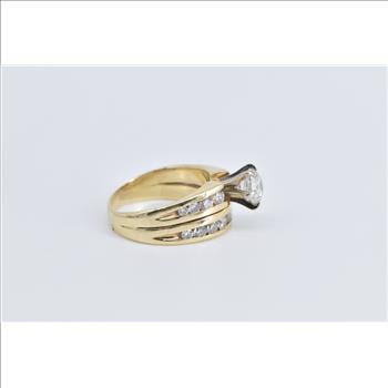 14K 1.10 Ctw Diamond Engagement Bridal Set Yellow Gold Ring, Size 4.75
