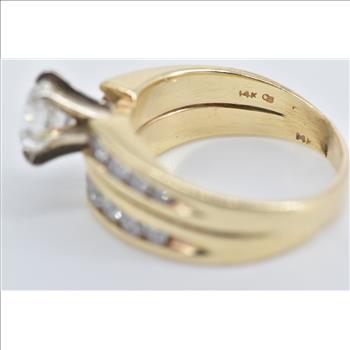 14K 1.10 Ctw Diamond Engagement Bridal Set Yellow Gold Ring, Size 4.75
