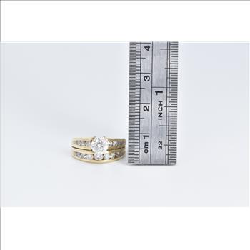 14K 1.10 Ctw Diamond Engagement Bridal Set Yellow Gold Ring, Size 4.75