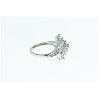 14K 1.10 Ctw Diamond Swirl Cluster Statement White Gold Ring, Size 5.25