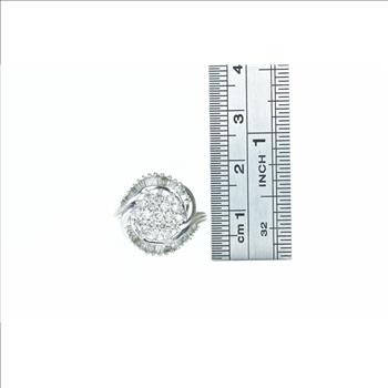 14K 1.10 Ctw Diamond Swirl Cluster Statement White Gold Ring, Size 5.25