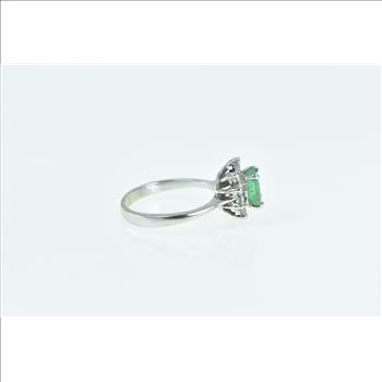14K 1.10 Ctw Emerald Diamond Halo Engagement White Gold Ring, Size 6