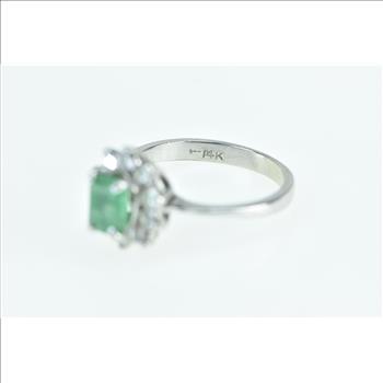 14K 1.10 Ctw Emerald Diamond Halo Engagement White Gold Ring, Size 6