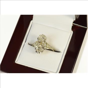 14K 1.10Ctw Victorian Old Mine Diamond Engagement White Gold Ring, Size 5