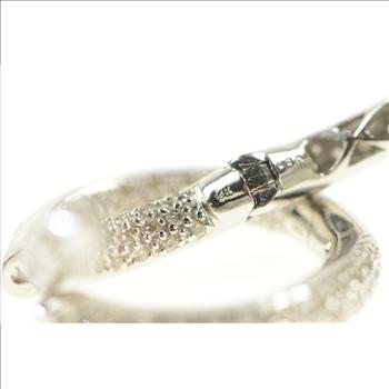 14K 1.12 Ctw Pave Diamond Inside Outside Hoop White Gold Earrings