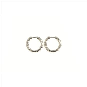 14K 1.12 Ctw Pave Diamond Inside Outside Hoop White Gold Earrings