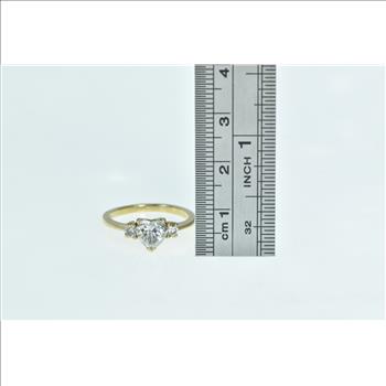 14K 1.13 Ctw Heart Diamond Engagement Yellow Gold Ring, Size 5.5