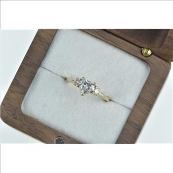 14K 1.13 Ctw Heart Diamond Engagement Yellow Gold Ring, Size 5.5