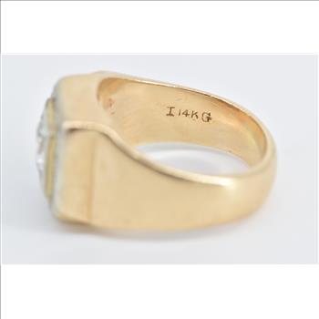 14K 1.13 Ctw Natural Diamond Squared Statement Yellow Gold Ring, Size 8