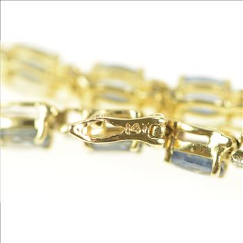 14K 11.38 Ctw Cornflower Sapphire Diamond Tennis Yellow Gold Bracelet 6
