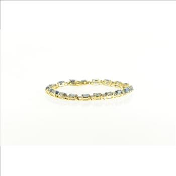 14K 11.38 Ctw Cornflower Sapphire Diamond Tennis Yellow Gold Bracelet 6