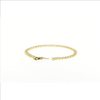 14K 1.15 Ctw Classic Diamond Wavy Link Tennis Yellow Gold Bracelet 6.75