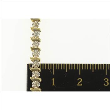 14K 1.15 Ctw Classic Diamond Wavy Link Tennis Yellow Gold Bracelet 6.75