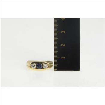 14K 1.15 Ctw Natural Sapphire Diamond Statement Yellow Gold Ring, Size 6
