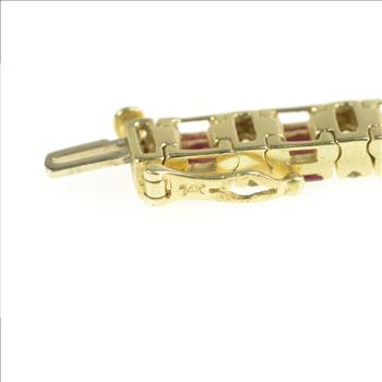 14K 1.16 Ctw Baguette Ruby Diamond Tennis Yellow Gold Bracelet 6
