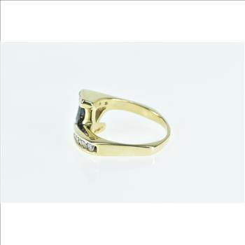 14K 1.18 Ctw Trillion Sapphire Diamond Bypass Yellow Gold Ring, Size 8.75
