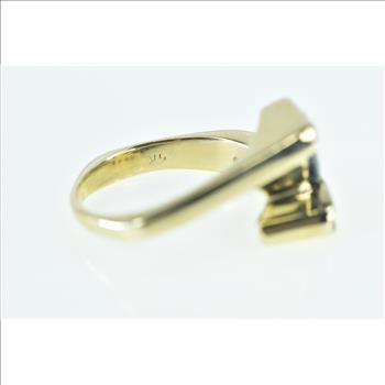 14K 1.18 Ctw Trillion Sapphire Diamond Bypass Yellow Gold Ring, Size 8.75