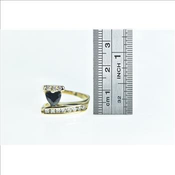 14K 1.18 Ctw Trillion Sapphire Diamond Bypass Yellow Gold Ring, Size 8.75