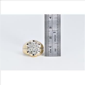 14K 1.19 Ctw Vintage Diamond Round Cluster Yellow Gold Ring, Size 7.5