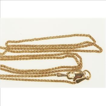 14K 1.1mm Wheat Chain Fancy Palma Link Rose Gold Necklace 18