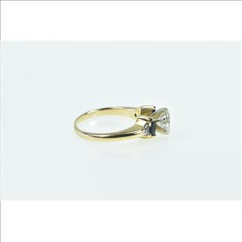 14K 1.20 Ctw Diamond Sapphire Classic Engagement Yellow Gold Ring, Size 5.75