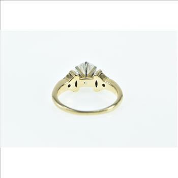 14K 1.20 Ctw Diamond Sapphire Classic Engagement Yellow Gold Ring, Size 5.75